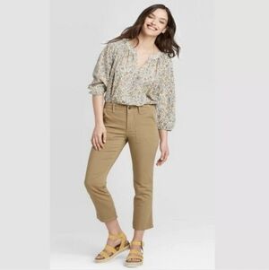 Universal Thread Khaki High Rise Straight Cropped Pants 14